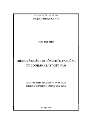 Hiệu Quả Quản Trị Dòng Tiền Tại Công Ty Cổ Phần Clay