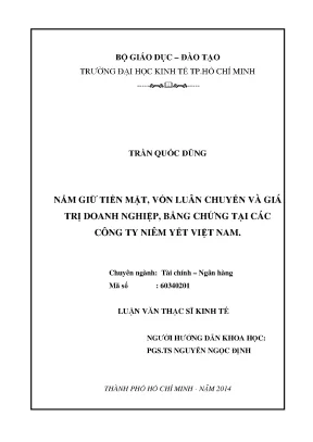 Nghiên cứu mối liên hệ giữa nắm giữ tiền mặt và giá trị
