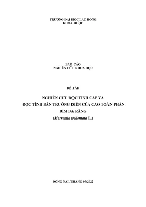 Nghiên cứu độc tính của cao bìm ba răng Merremia tridentata