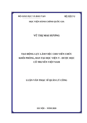 Tạo Động Lực Làm Việc Cho Viên Chức Tại Học Viện Y Dược
