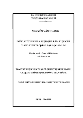 Động Cơ Thúc Đẩy Hiệu Quả Làm Việc Của Giảng Viên Trường