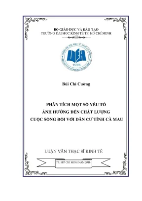 Luận văn: Yếu tố ảnh hưởng chất lượng cuộc sống ở Cà Mau