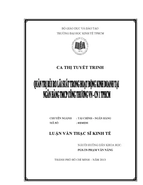 Luận Văn Thạc Sĩ Tài Chính Ngân Hàng của Ca Thị Tuyết Trinh