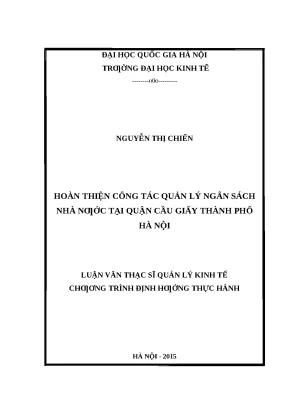 Hoàn thiện quản lý ngân sách nhà nước tại quận Cầu Giấy,