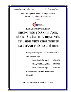 Yếu Tố Ảnh Hưởng Đến Huy Động Vốn Của Sinh Viên Khởi