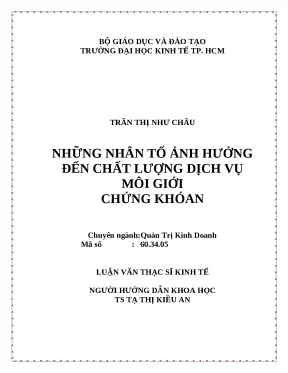 Nhân tố ảnh hưởng chất lượng dịch vụ môi giới chứng khoán