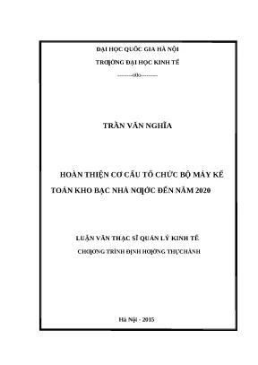 Cải Tiến Cơ Cấu Tổ Chức Kế Toán Kho Bạc Nhà Nước Đến Năm