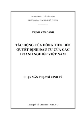 Tác Động Của Dòng Tiền Đến Quyết Định Đầu Tư Của Doanh