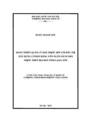 Quản lý nhà nước đối với đầu tư xây dựng cơ bản tại Lạng Sơn