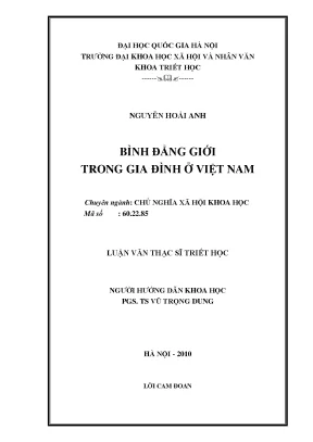 Luận văn: Bình đẳng giới trong gia đình ở Việt Nam