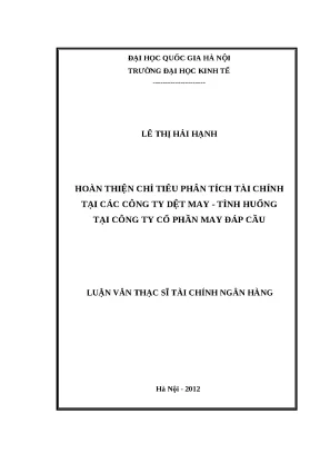Hoàn thiện chỉ tiêu phân tích tài chính tại công ty dệt