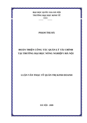 Cải thiện quản lý tài chính tại Đại học Nông nghiệp I Hà Nội