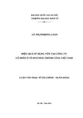 Nâng cao hiệu quả sử dụng vốn tại Hyundai Thành Công