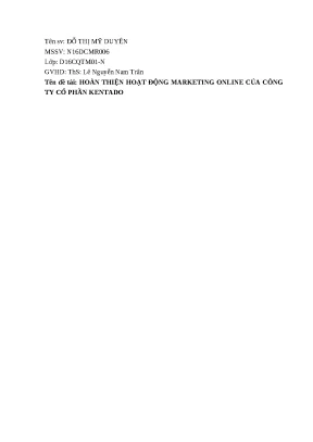 Cải Thiện Hoạt Động Marketing Online Tại Công Ty Kentado