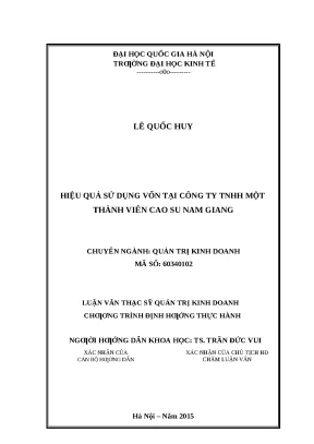 Nâng cao hiệu quả sử dụng vốn tại Công ty TNHH MTV Cao