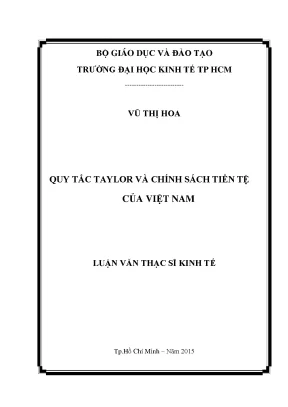 Nghiên cứu quy tắc Taylor và chính sách tiền tệ Việt Nam