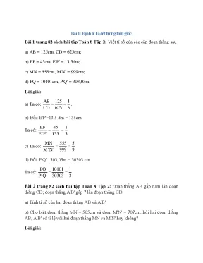 Giải bài tập Toán 8 chương 3: Tam giác đồng dạng