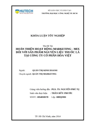 Tối ưu hóa hoạt động marketing mix cho sản phẩm thuốc lá