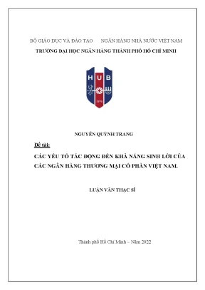 Yếu Tố Ảnh Hưởng Đến Khả Năng Sinh Lời Của Ngân Hàng