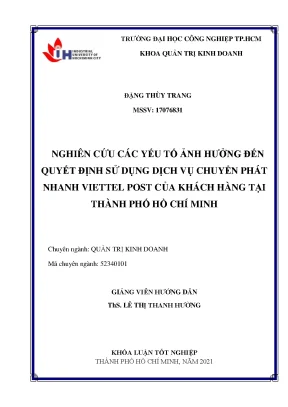 Yếu Tố Ảnh Hưởng Đến Quyết Định Sử Dụng Dịch Vụ Chuyển