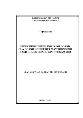 Chiến Lược Kinh Doanh Dệt May Trong Khủng Hoảng Kinh Tế 2008