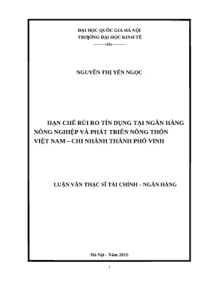 Luận văn hạn chế rủi ro tín dụng tại Agribank Vinh