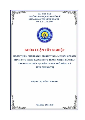 Khóa luận hoàn thiện chính sách marketing mix đối với sản phẩm ô tô isuzu tại công ty tnhh trung sơn trên địa bàn thành phố đông hà tỉnh quảng trị