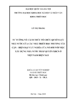 Tư tưởng tổ chức quyền lực nhà nước của triết học phương