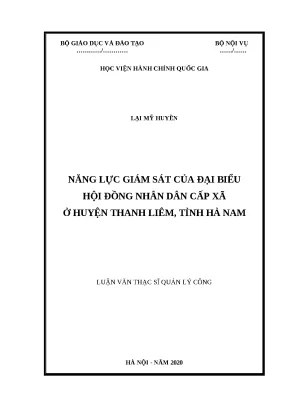 Luận văn năng lực giám sát đại biểu HĐND cấp xã Thanh Liêm