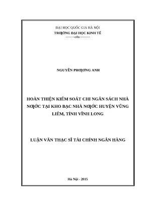 Hoàn thiện kiểm soát chi ngân sách nhà nước tại kho bạc