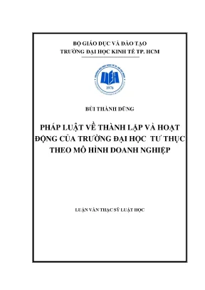 Pháp Luật Về Trường Đại Học Tư Thục Theo Mô Hình Doanh