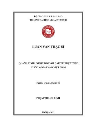 Luận văn Quản lý nhà nước đối với FDI tại Việt Nam [Full]