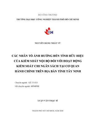Nhân Tố Ảnh Hưởng Đến Hiệu Quả Kiểm Soát Nội Bộ Chi Ngân