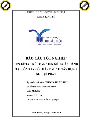 Kế Toán Tiền Gửi Ngân Hàng Tại Công Ty Cổ Phần Đầu Tư