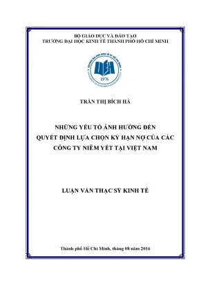 Yếu Tố Ảnh Hưởng Đến Quyết Định Lựa Chọn Kỳ Hạn Nợ Của