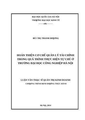Luận văn quản lý tài chính tự chủ ĐH Công nghiệp Hà Nội