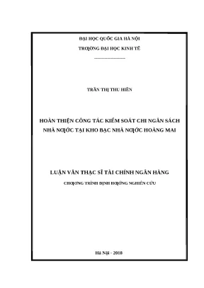 Hoàn thiện kiểm soát chi ngân sách nhà nước tại Kho bạc