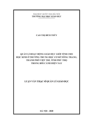 Quản lý giáo dục giới tính cho học sinh trung học cơ sở