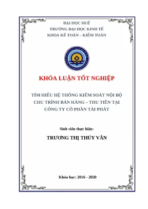 Khóa luận: Kiểm soát nội bộ chu trình bán hàng thu tiền