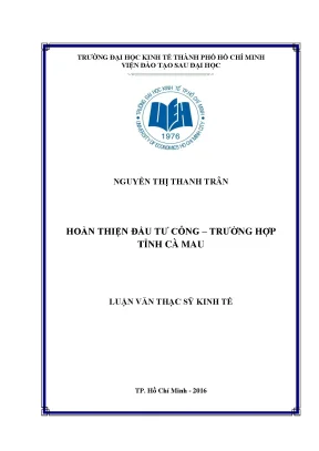 Hoàn thiện đầu tư công tại tỉnh Cà Mau: Nghiên cứu thạc sĩ