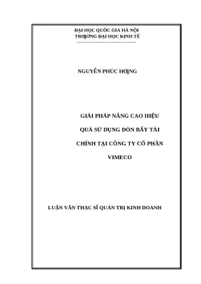 Giải pháp nâng cao hiệu quả sử dụng đòn bẩy tài chính