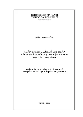 Hoàn thiện quản lý chi ngân sách nhà nước tại huyện