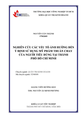 Yếu Tố Ảnh Hưởng Đến Ý Định Sử Dụng Mỹ Phẩm Thuần Chay