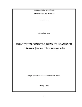 Hoàn thiện quản lý ngân sách cấp huyện tỉnh Hưng Yên