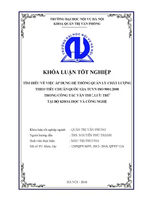 Áp Dụng Tiêu Chuẩn ISO 9001:2008 Trong Quản Lý Văn Thư