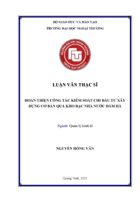 Hoàn thiện kiểm soát chi đầu tư xây dựng qua Kho bạc Nhà