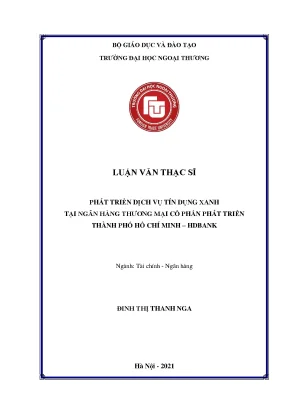 Phát Triển Dịch Vụ Tín Dụng Xanh Tại HDBank