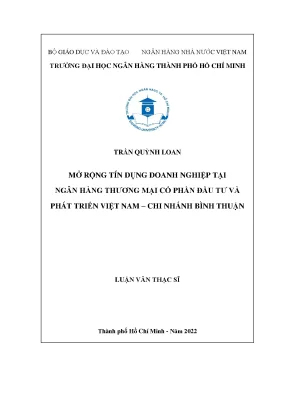 Giải pháp mở rộng tín dụng doanh nghiệp tại BIDV Bình Thuận