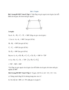 Giải SBT Toán 8 Chương 1: Tứ Giác Chi Tiết