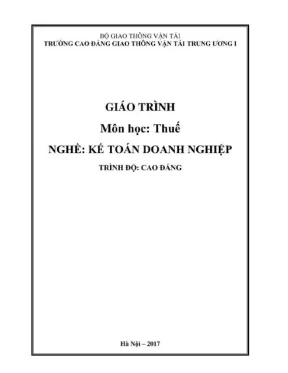 Giáo Trình Thuế Kế Toán Doanh Nghiệp (Trình Độ Trung Cấp)